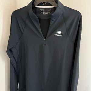 Peter Millar Men's Long-Sleeve Swim/Sun Shirt in Black with US Open Logo